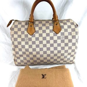 LOUIS VUITTON Damier Azur 30 Canvas Speedy Handbag Made in USA N41533
